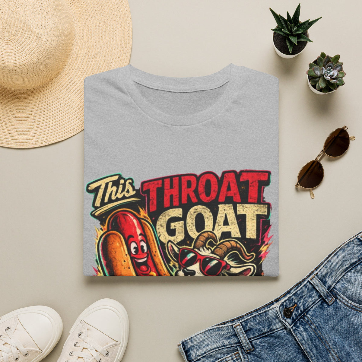This Throat Goat Adult T-Shirt — Retro Hot Dog Graphic Tee