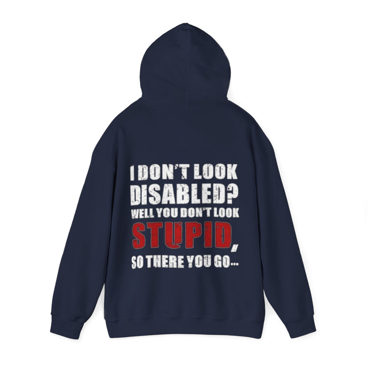 Adult Hoodie — “I Don’t Look Disabled? When You Don’t Look STUPID” Graphic Back Print
