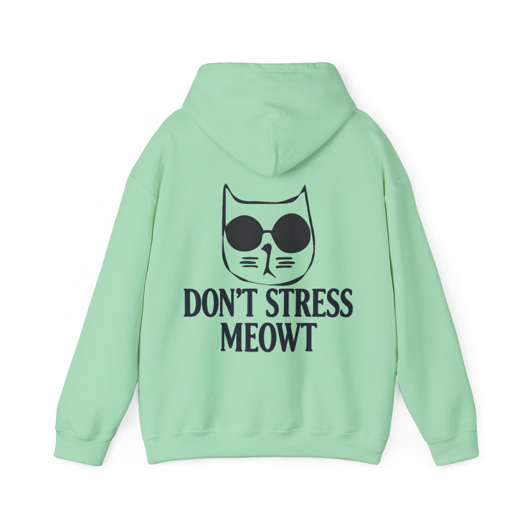 Don't Stress Meowt Adult Hoodie — Relaxed Cat Graphic Sweatshirt
