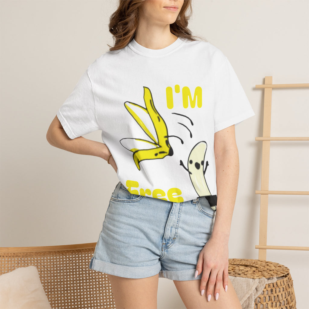 Banana Skateboard Adult T-Shirt — "I’m Free" Cute Skateboarding Banana Graphic Tee