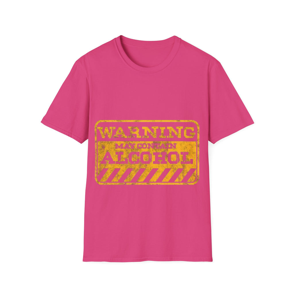 Adult T-Shirt — "WARNING: May Contain Alcohol" Distressed Graphic Tee