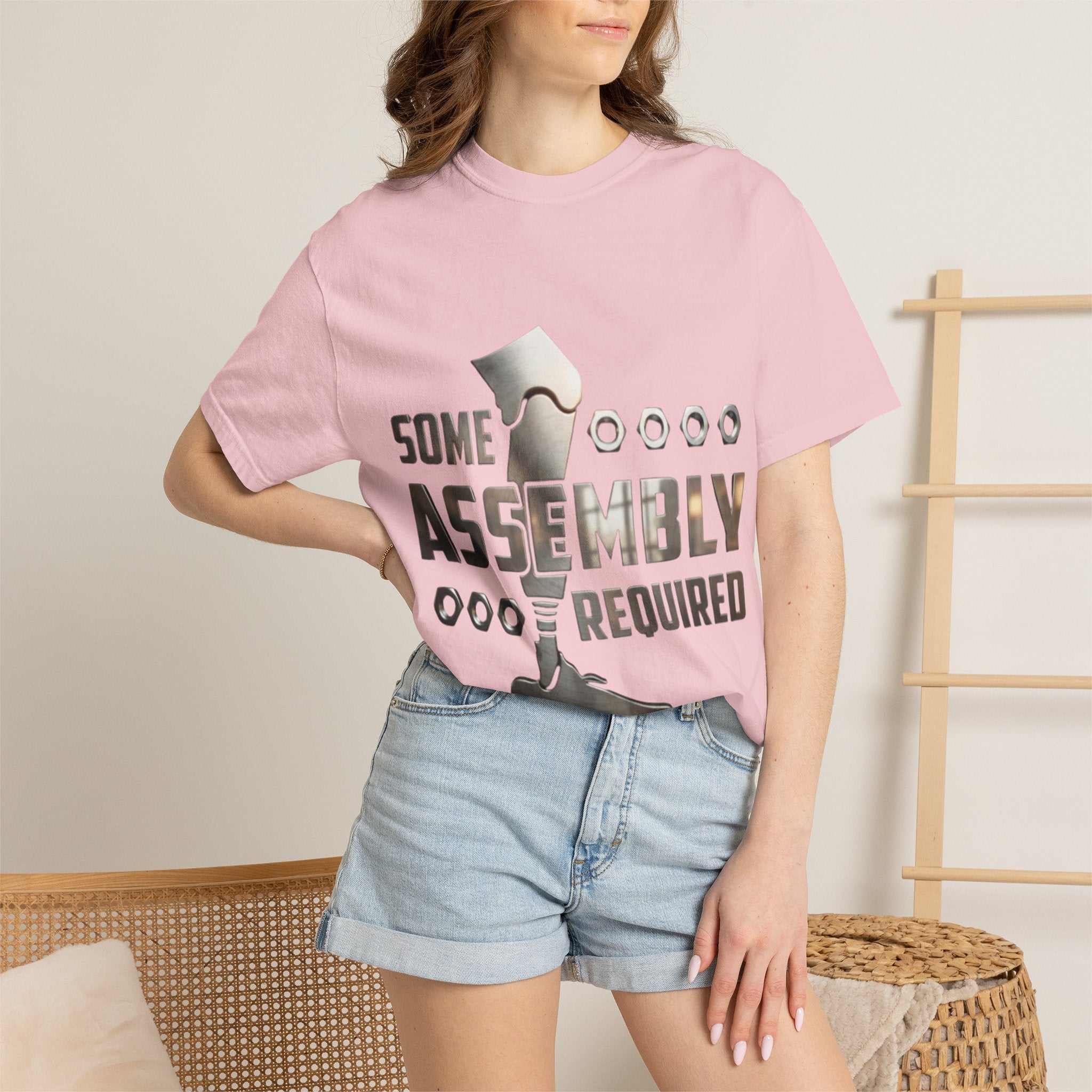 Some Assembly Required Adult T-Shirt — Funny DIY Carpenter Tee