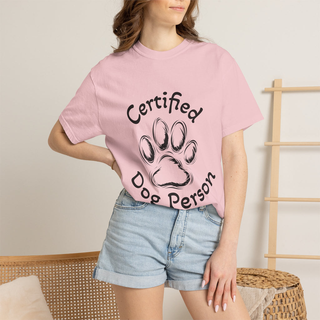 Certified Dog Person Adult T-Shirt — Paw Print Graphic Tee for Dog Lovers