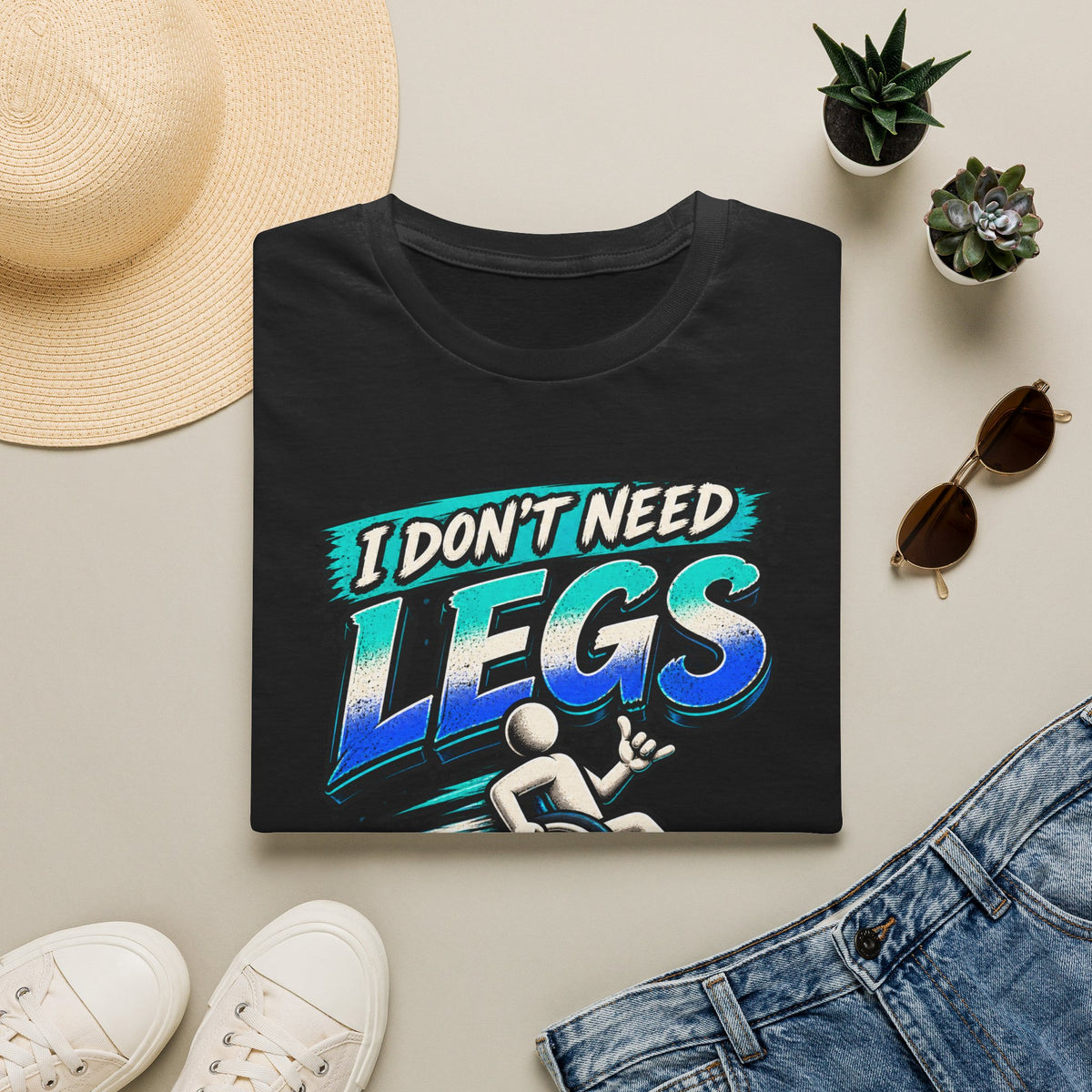 I Don't Need Legs to Kick Your Ass Adult T-Shirt — Funny Wheelchair Disability Pride Tee