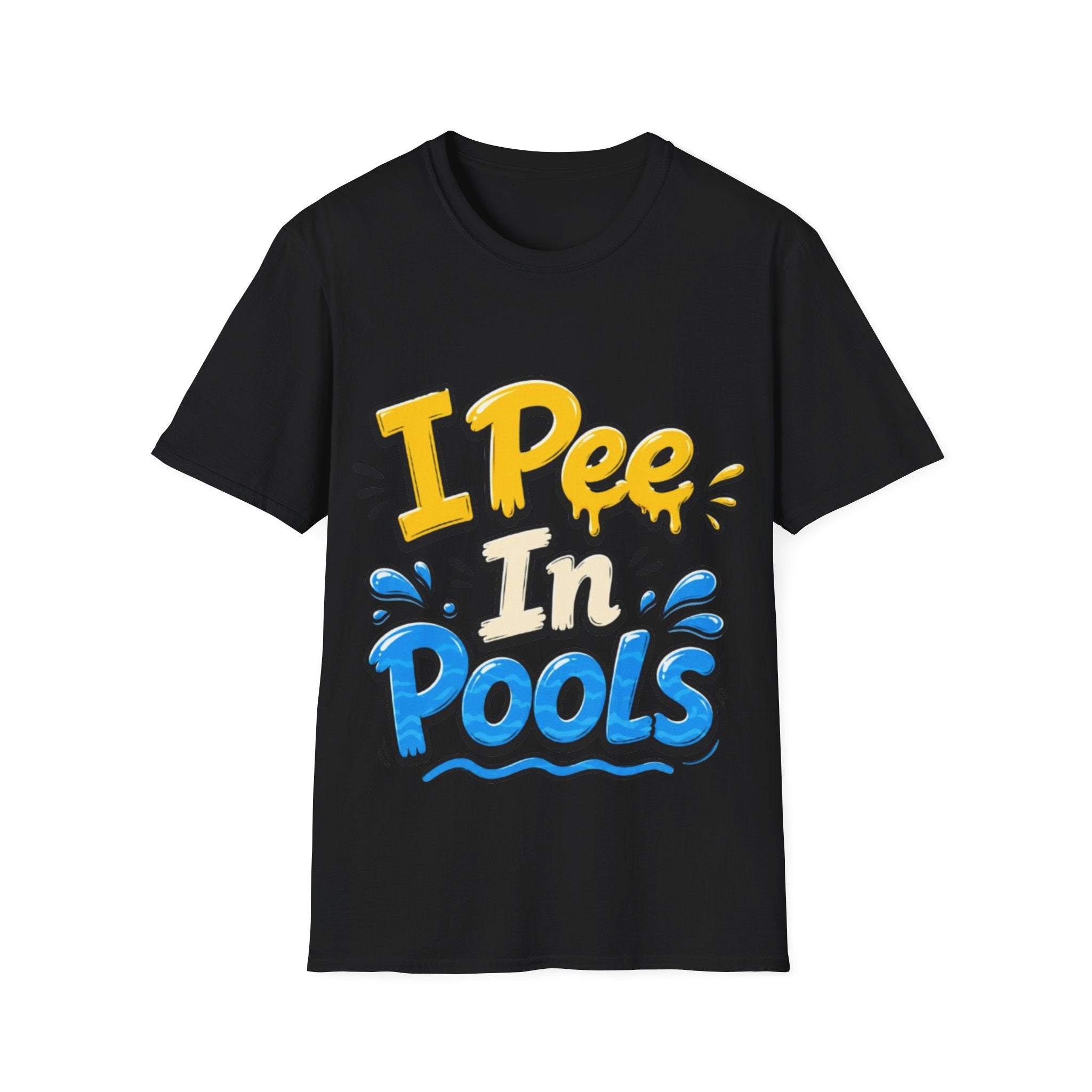 Funny "I Pee in Pools" Adult T-Shirt — Humorous Summer Pool Party Tee