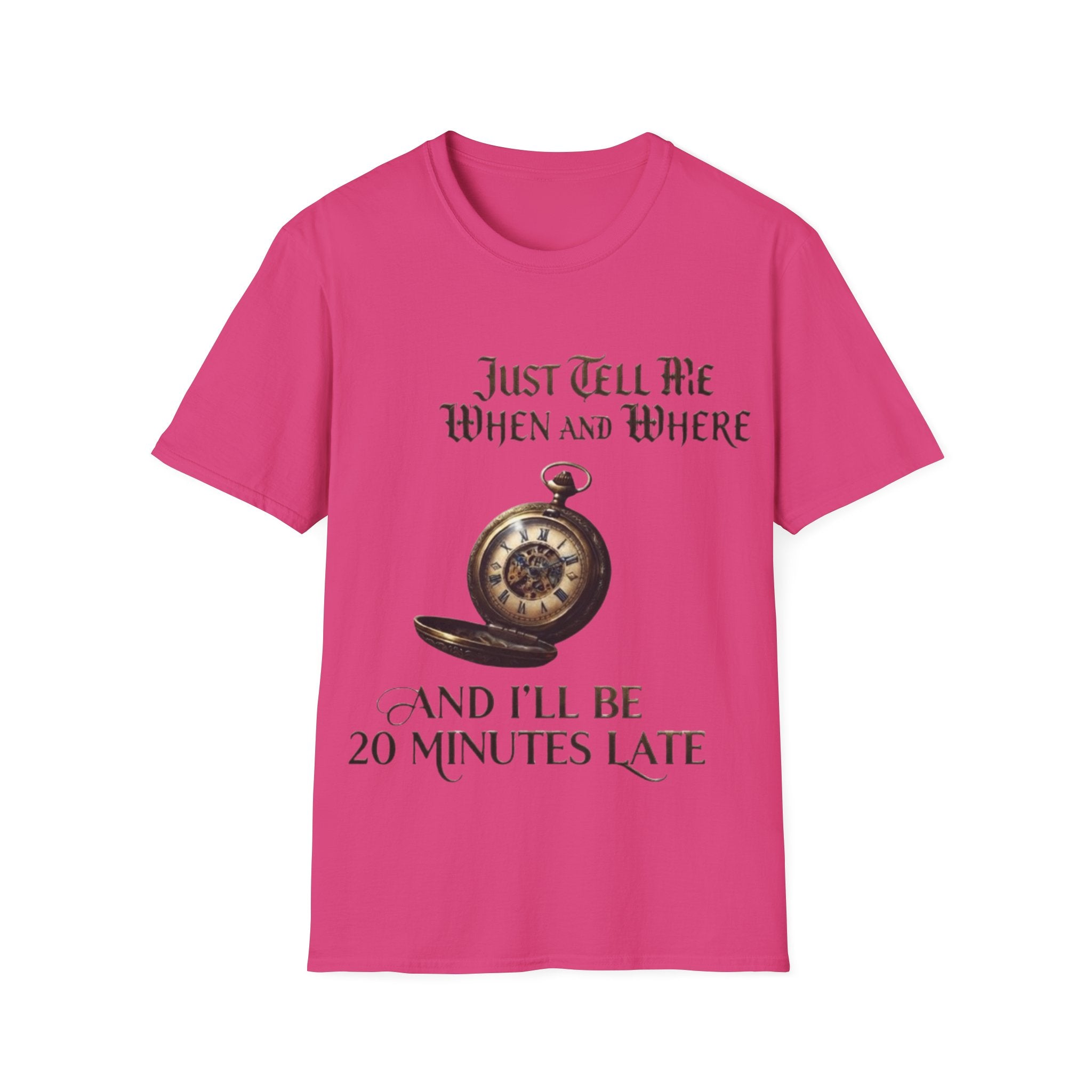 Pocket Watch Adult T-Shirt — "Just Tell Me When and Where" Vintage Timepiece Tee