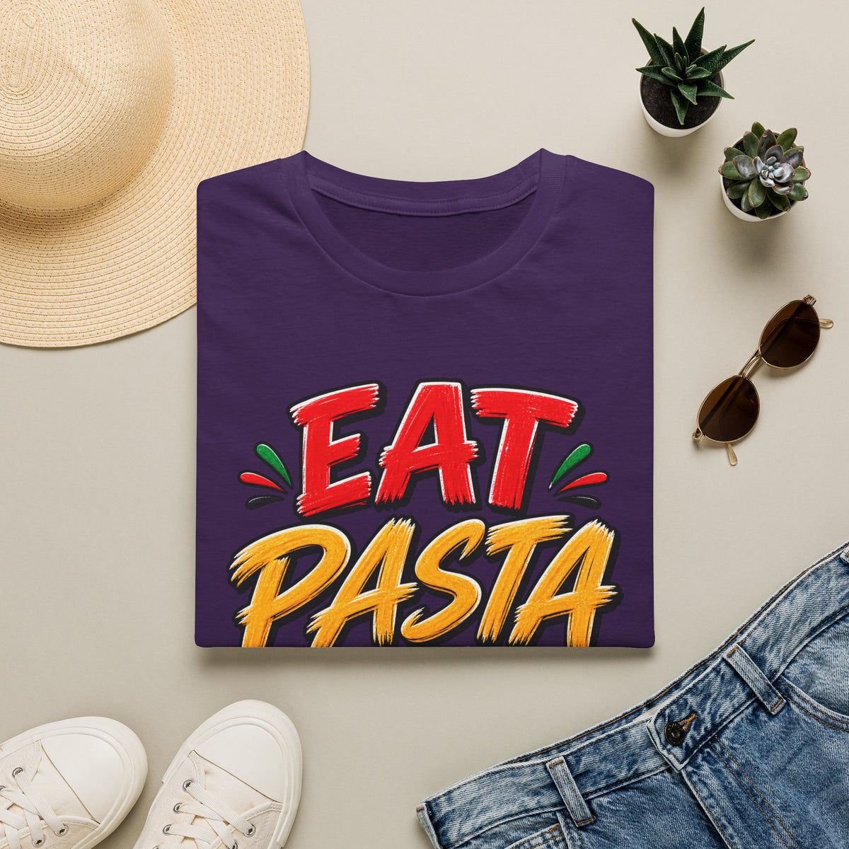 Eat Pasta Run Fasta Adult T-Shirt — Funny Italian Food & Running Graphic Tee
