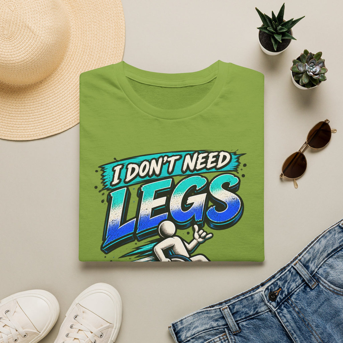 I Don't Need Legs to Kick Your Ass Adult T-Shirt — Funny Wheelchair Disability Pride Tee
