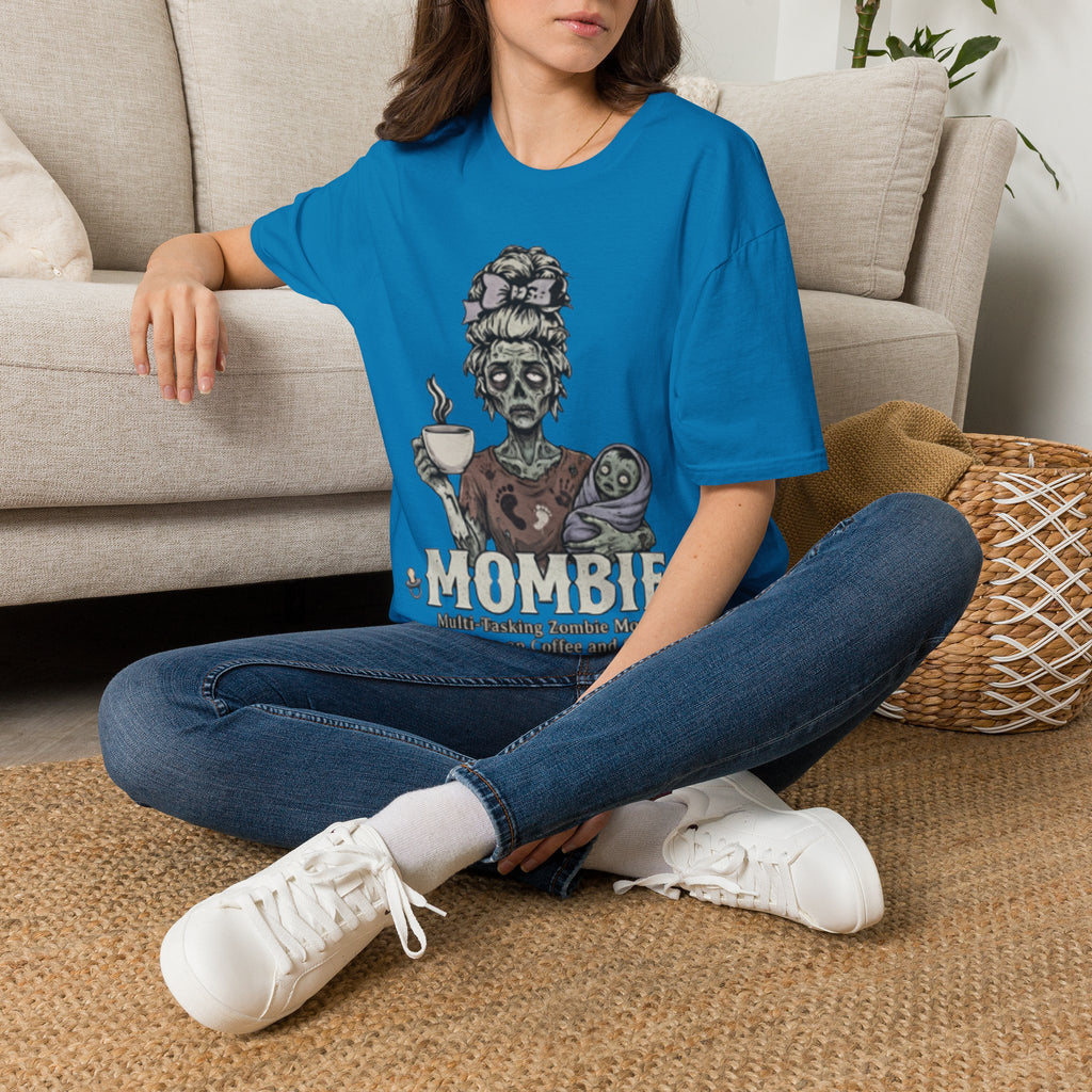 Mombie Adult T-Shirt – Funny Zombie Coffee Tee for Halloween & Horror Fans
