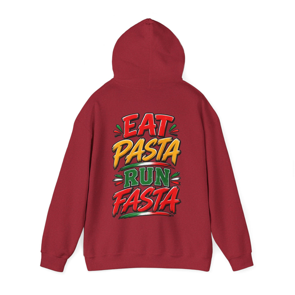 Adult Hoodie — "Eat Pasta Run Fasta" Graphic Pullover