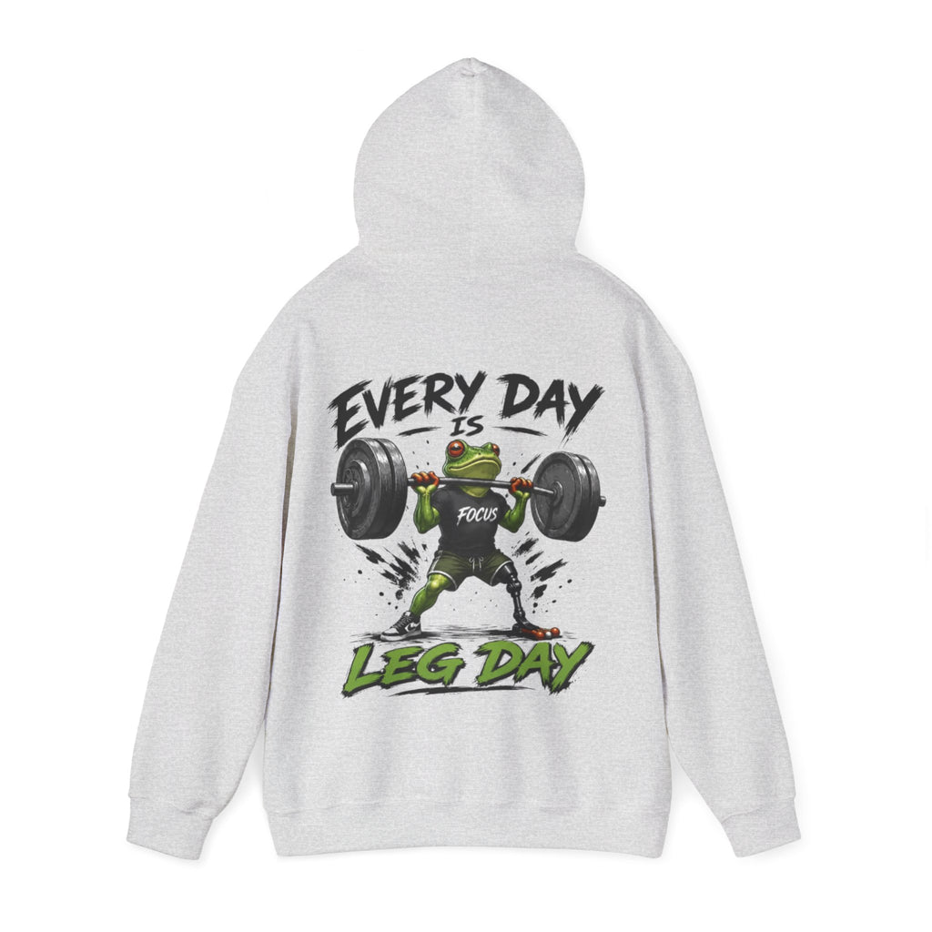 Adult Hoodie - "Every Day Is Leg Day" Frog Weightlifting Gym Hoodie