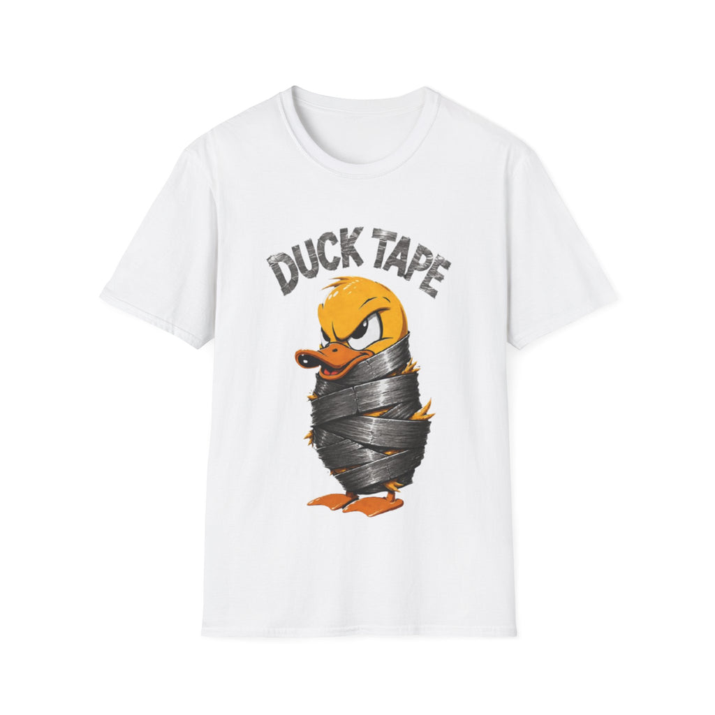 Duck Tape Adult T-Shirt — Funny Angry Duck Wrapped in Duct Tape Graphic Tee