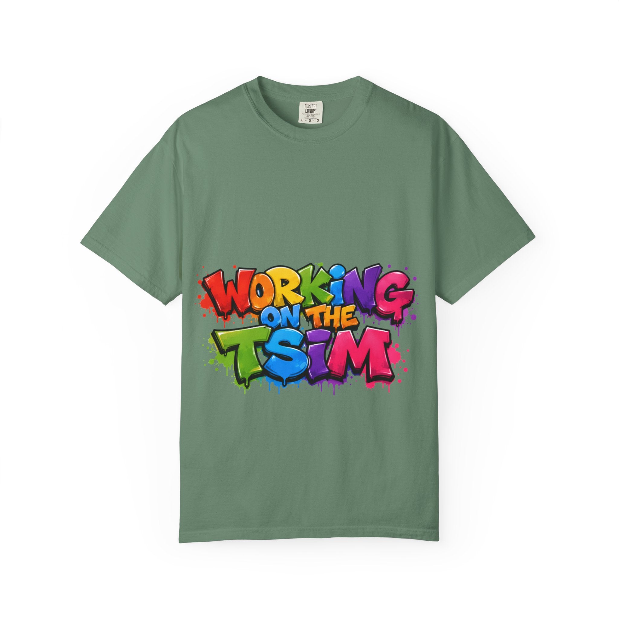 Working on the Tsim graffiti style Adult T-shirt | colorful street art text