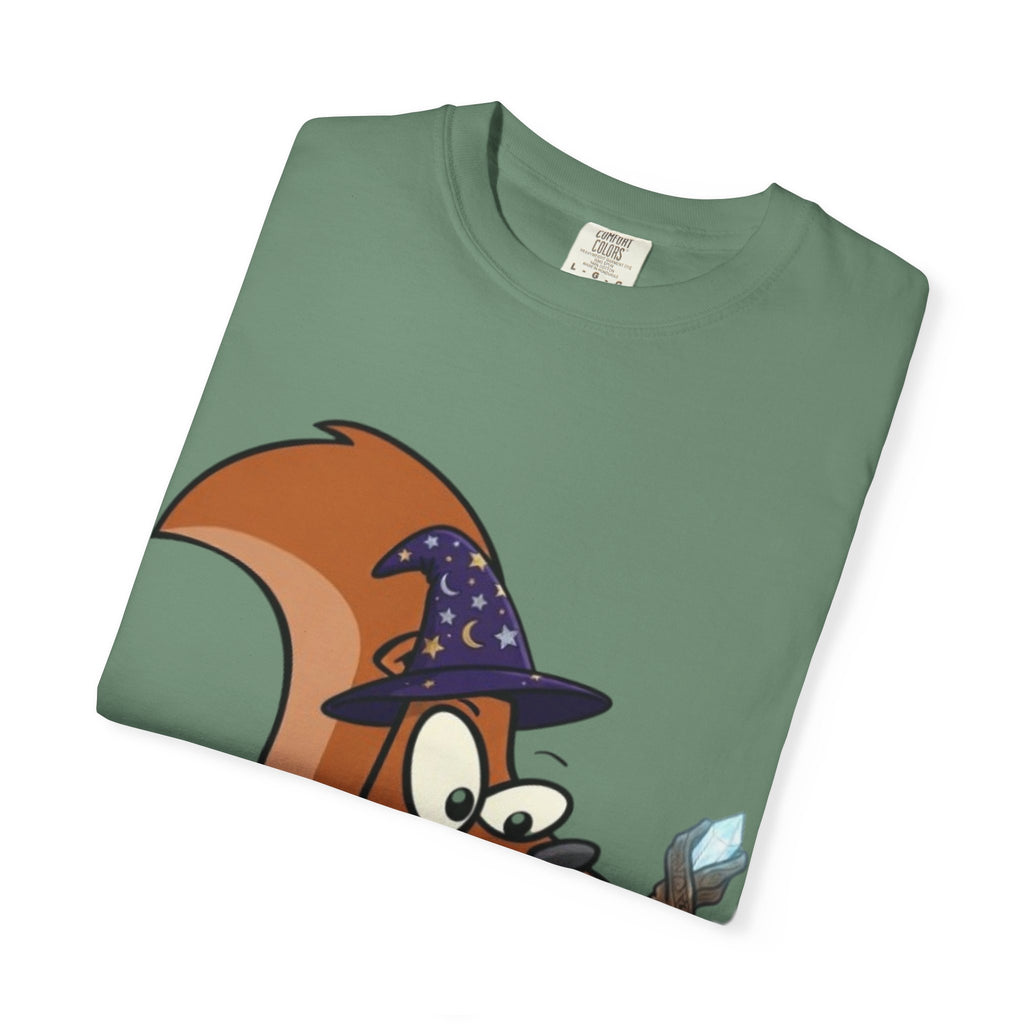 Wizard Squirrel Adult T-Shirt — "Rizz 'em With The Tism" Cute Magic Cartoon Tee
