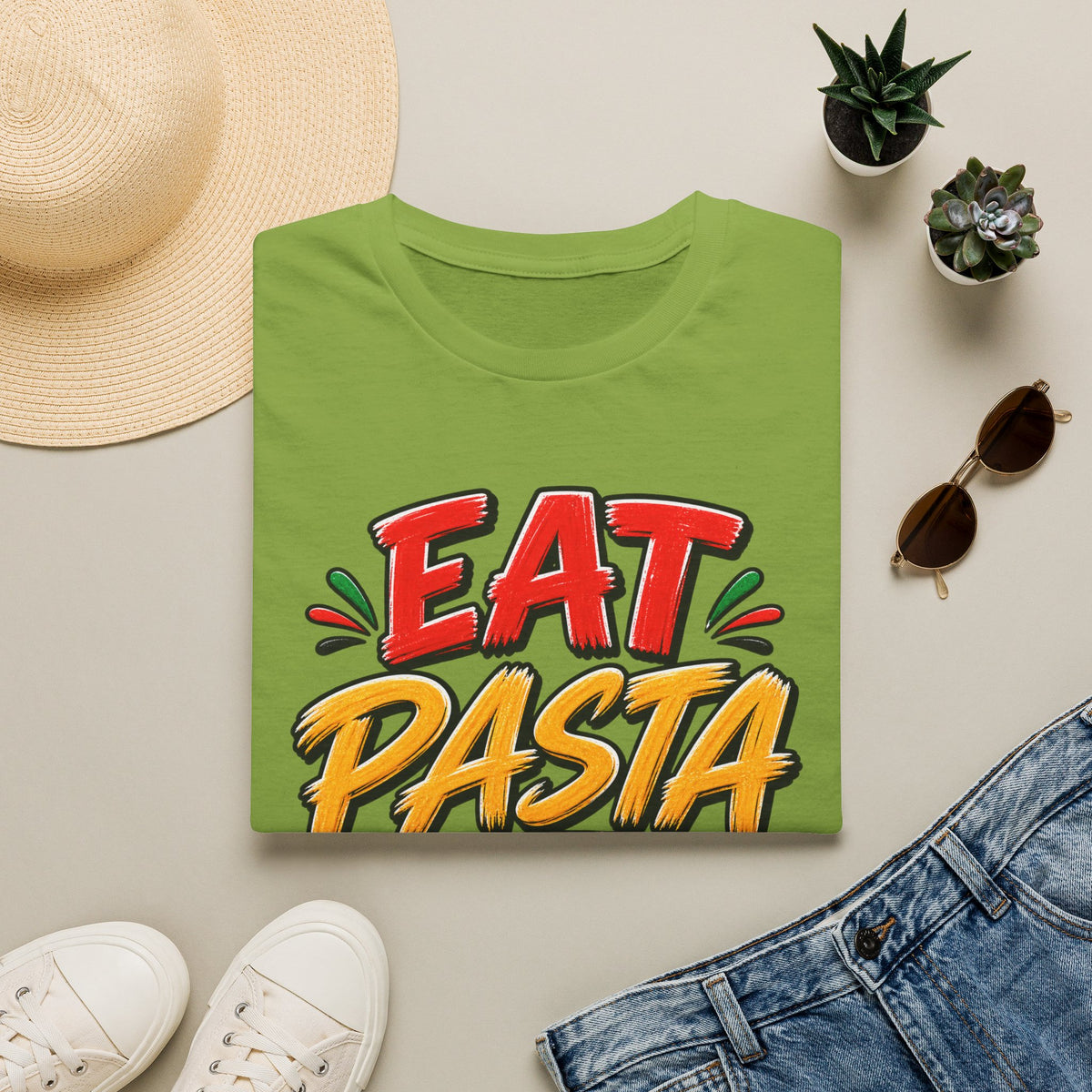 Eat Pasta Run Fasta Adult T-Shirt — Funny Italian Food & Running Graphic Tee