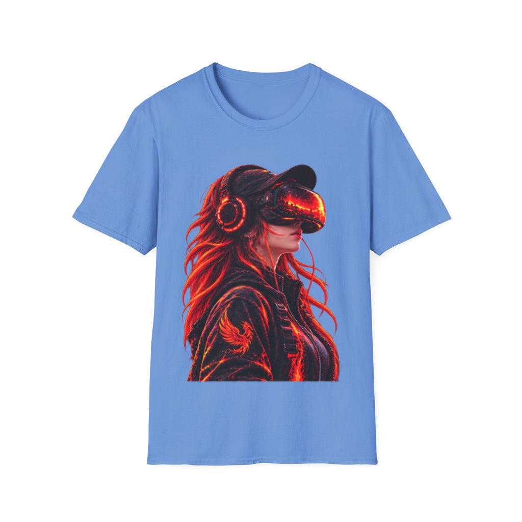 VR Girl Graphic Adult T-Shirt — Neon Cyberpunk Virtual Reality Tee