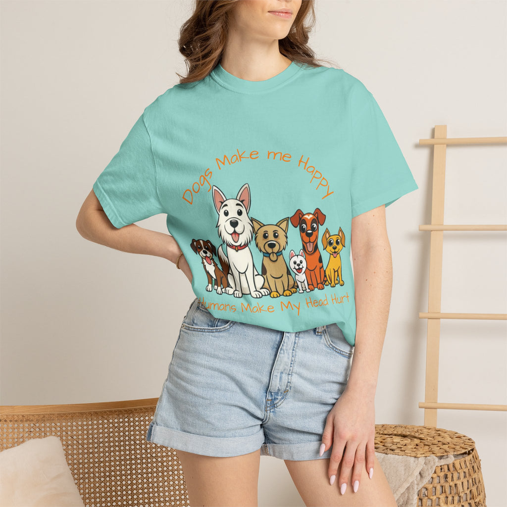 Dog Lover Tee — "Dogs Make Me Happy, Humans Make My Head Hurt" Graphic Adult T-Shirt
