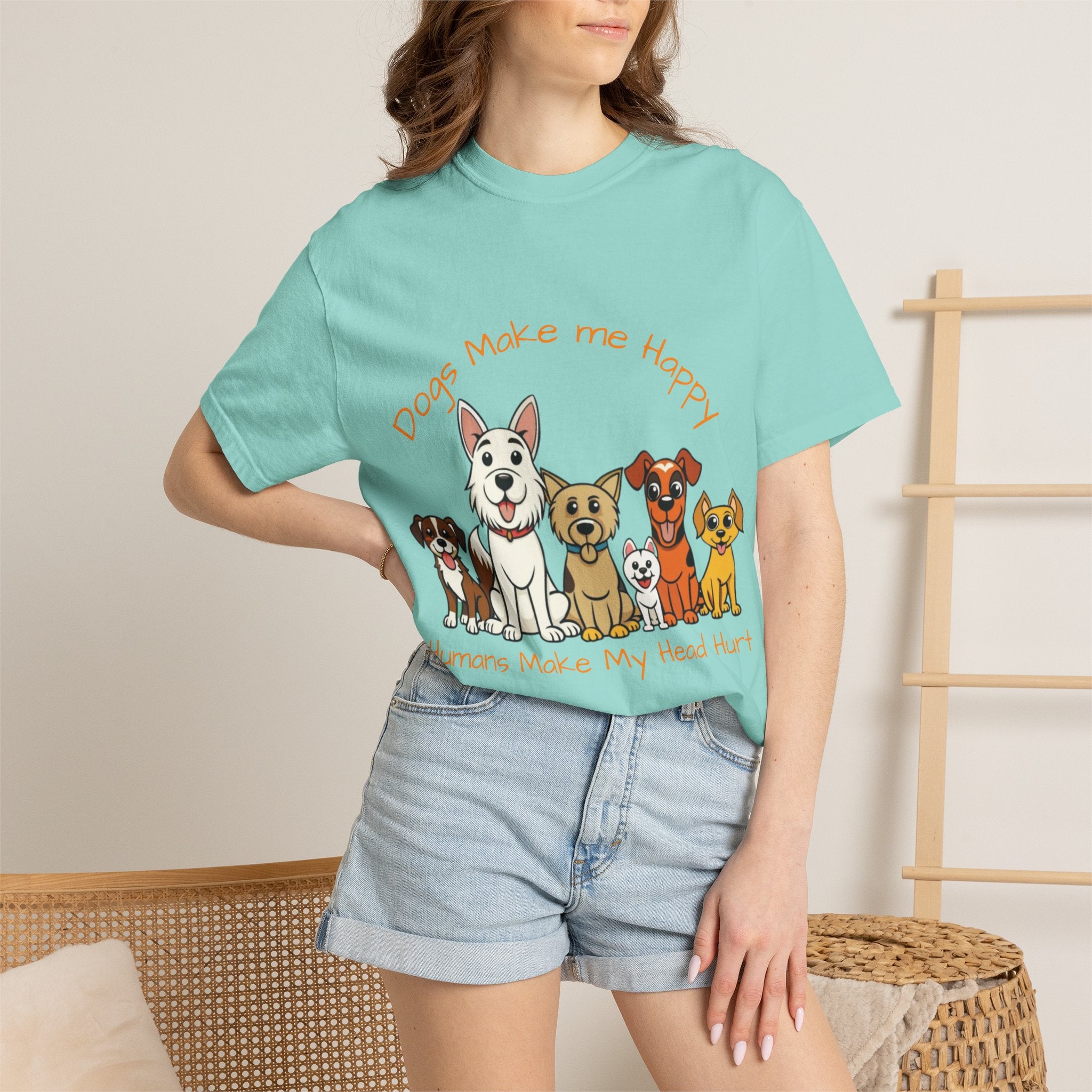 Dog Lover Tee — "Dogs Make Me Happy, Humans Make My Head Hurt" Graphic Adult T-Shirt