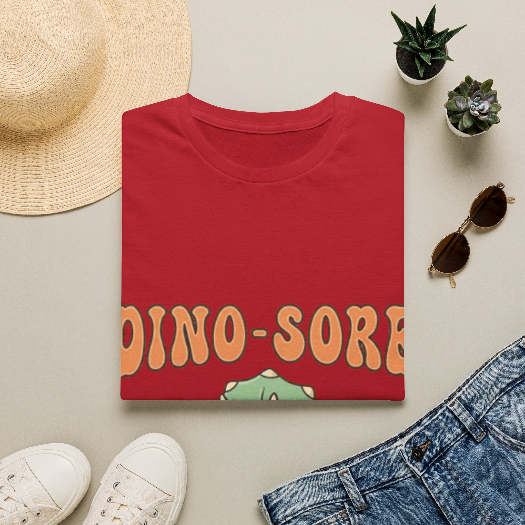 Dino-Sore Adult T-Shirt — Cute Workout Dinosaur Fitness Tee