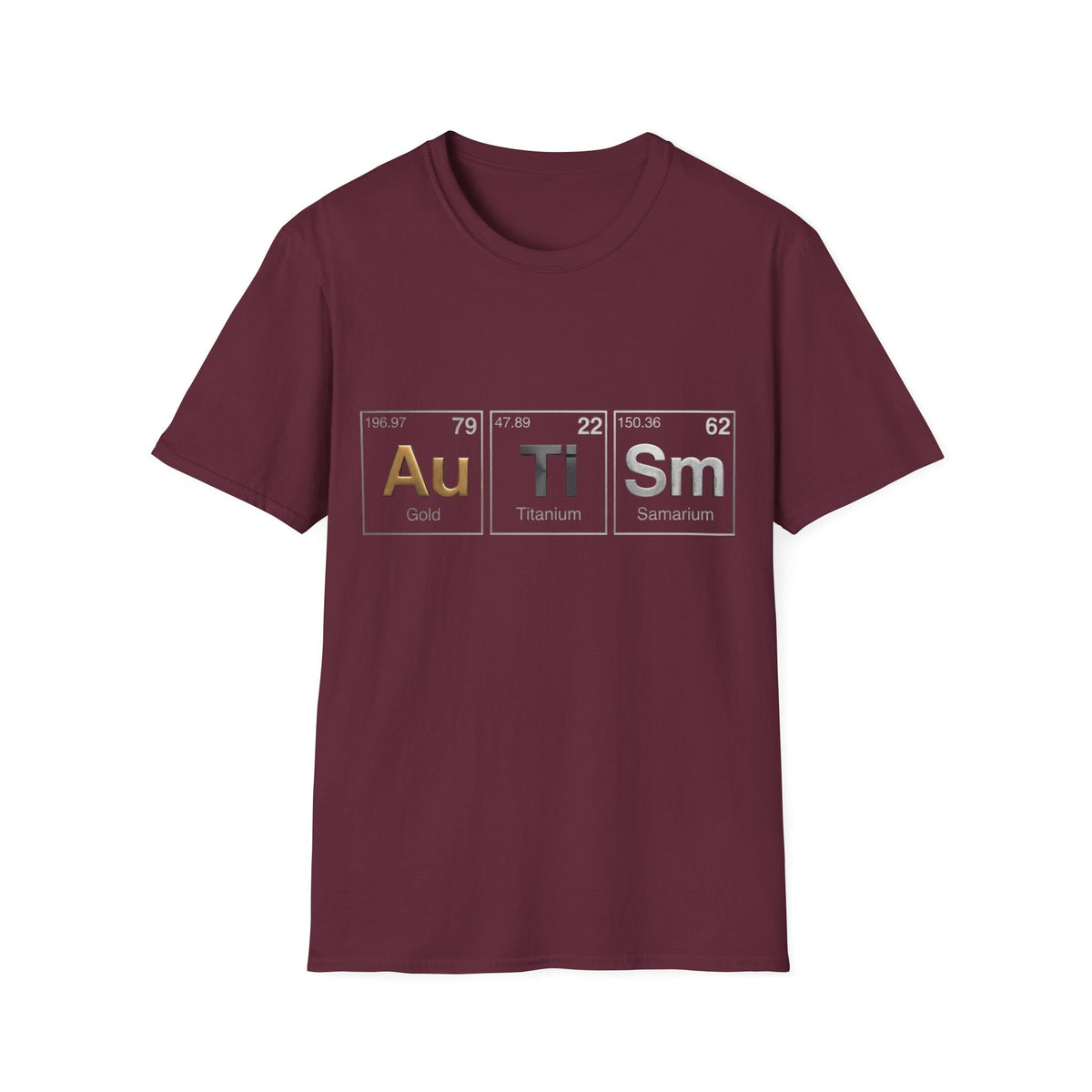 Adult T-Shirt — 'Au Ti Sm' Periodic Table Autism Awareness Tee