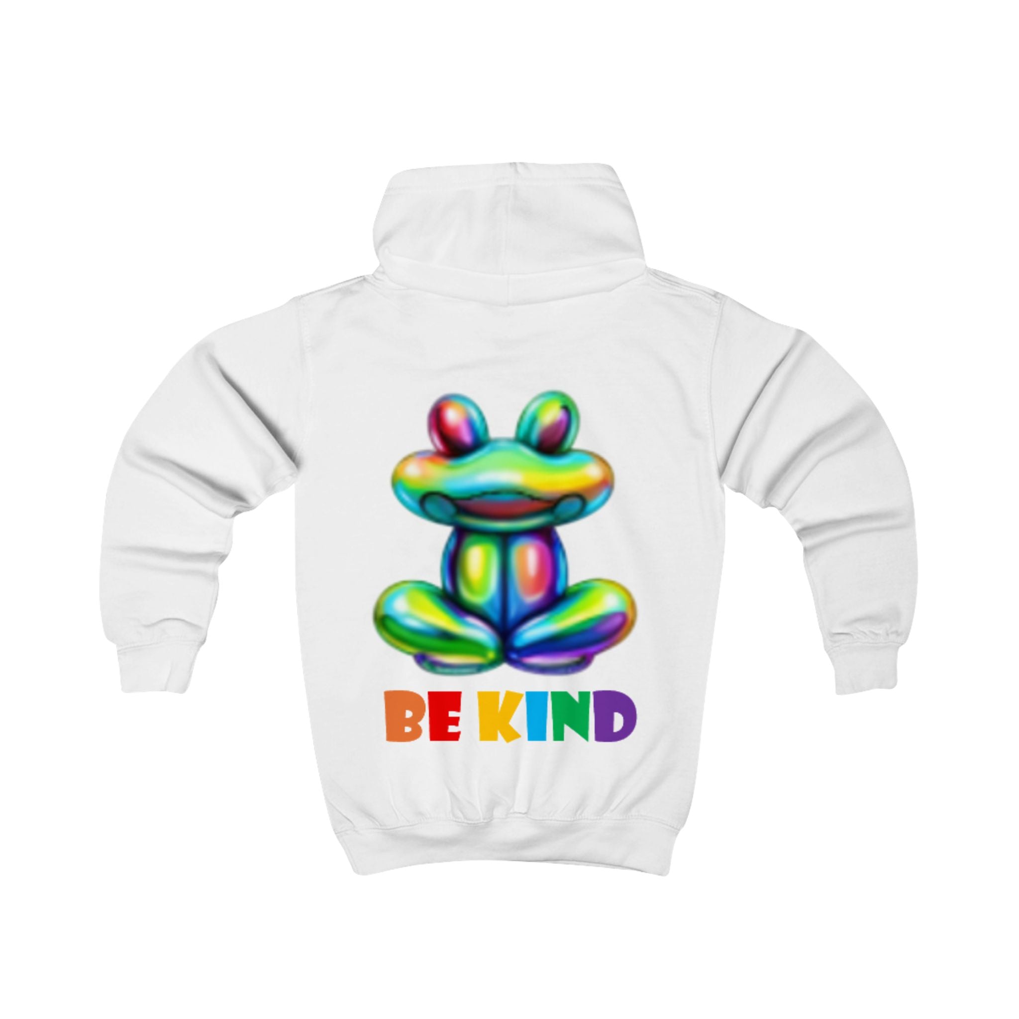 Colorful Balloon Frog BE KIND kids hoodie | Children's Hooded Sweatshirt