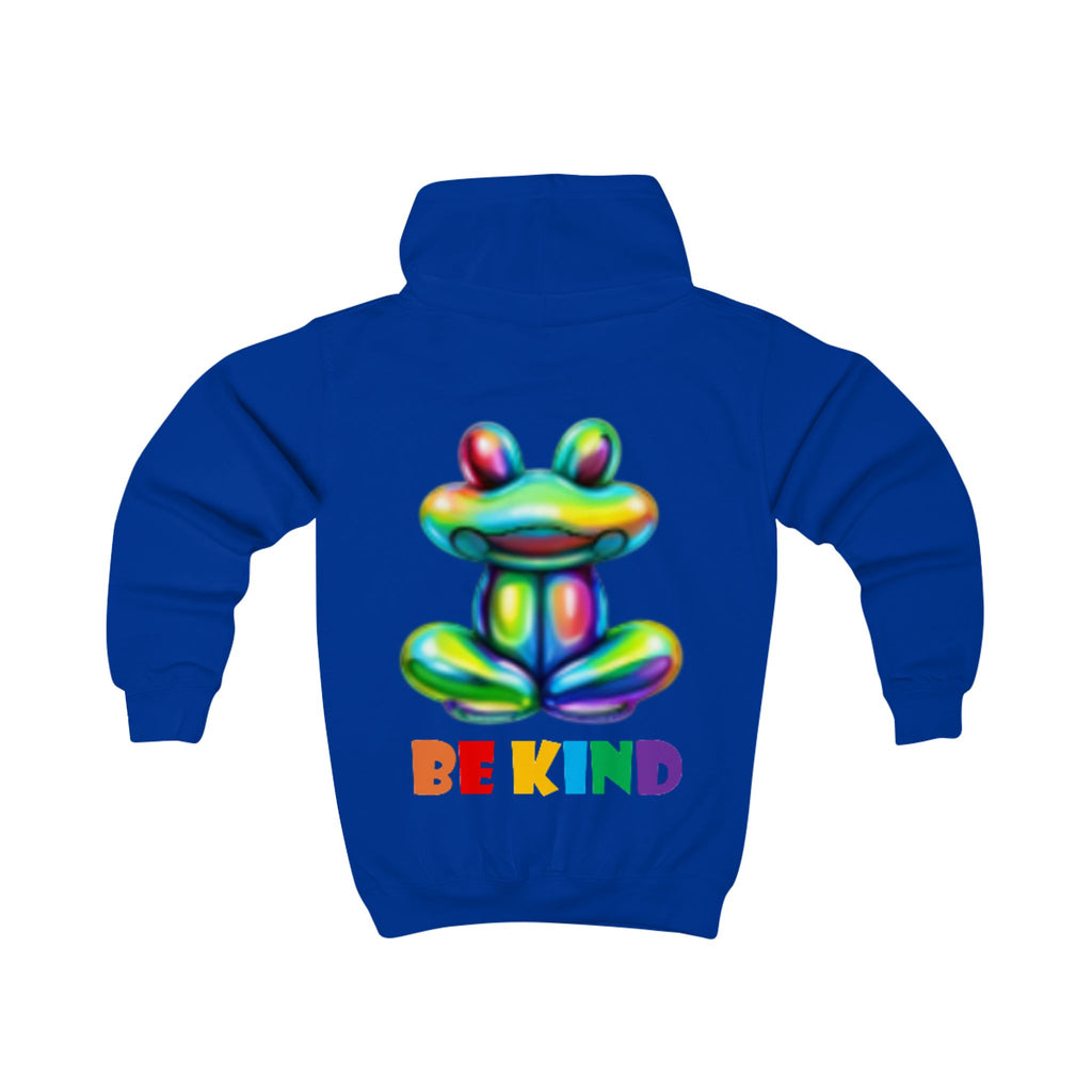 Colorful Balloon Frog BE KIND kids hoodie | Children's Hooded Sweatshirt