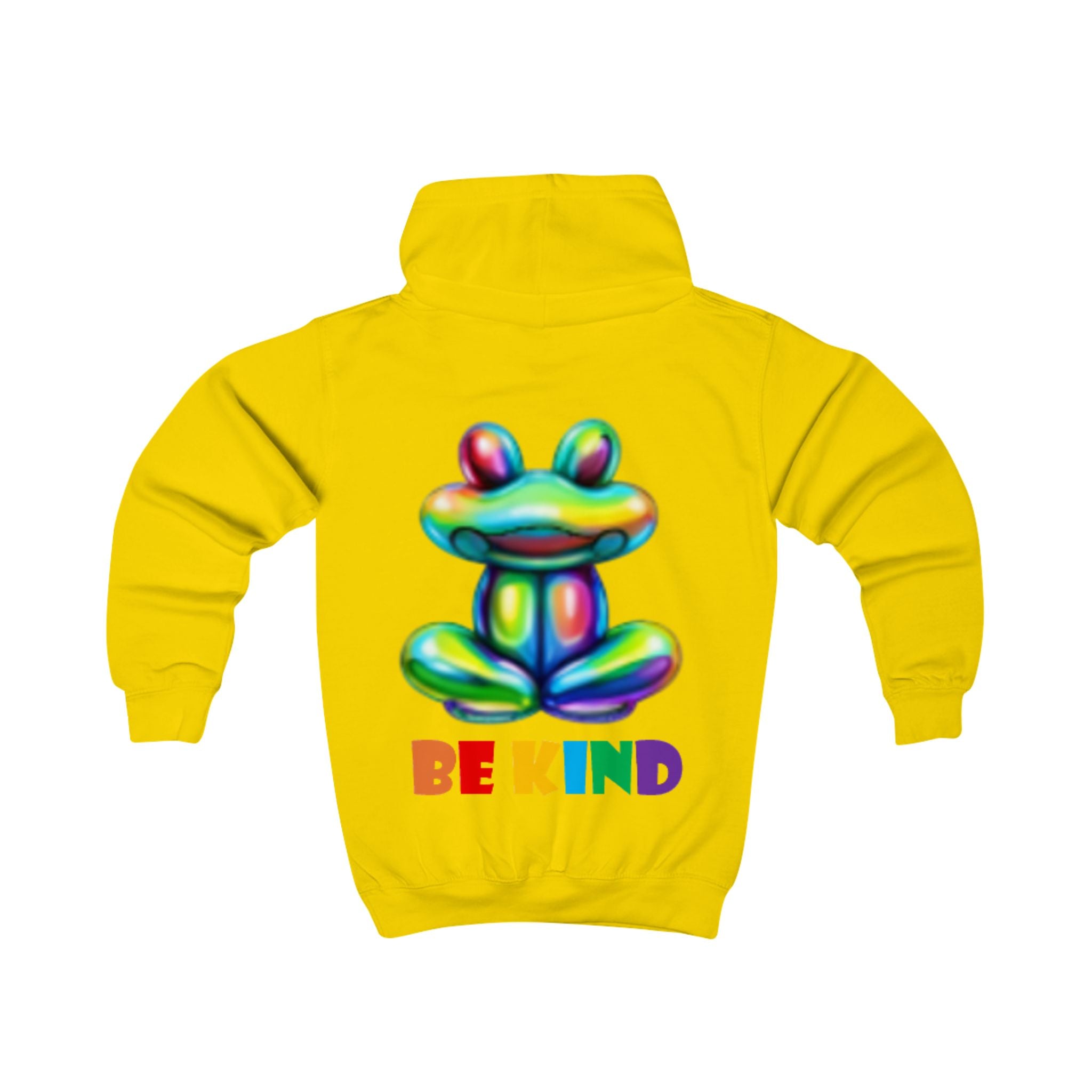 Colorful Balloon Frog BE KIND kids hoodie | Children's Hooded Sweatshirt