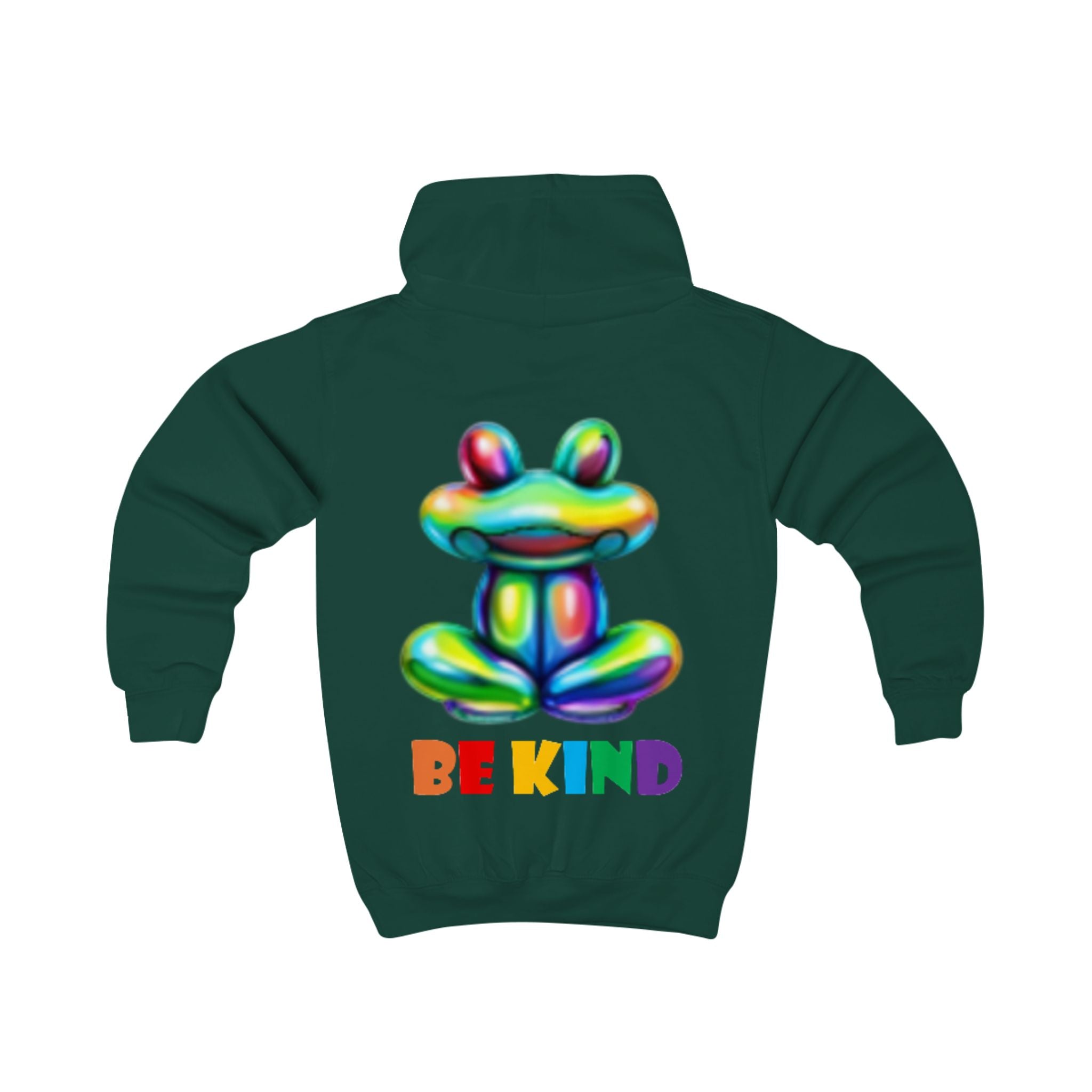 Colorful Balloon Frog BE KIND kids hoodie | Children's Hooded Sweatshirt