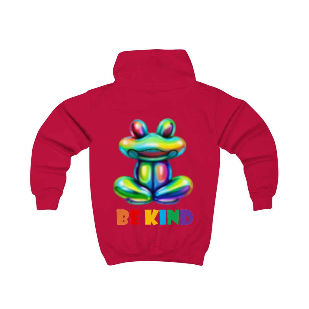 Colorful Balloon Frog BE KIND kids hoodie | Children's Hooded Sweatshirt
