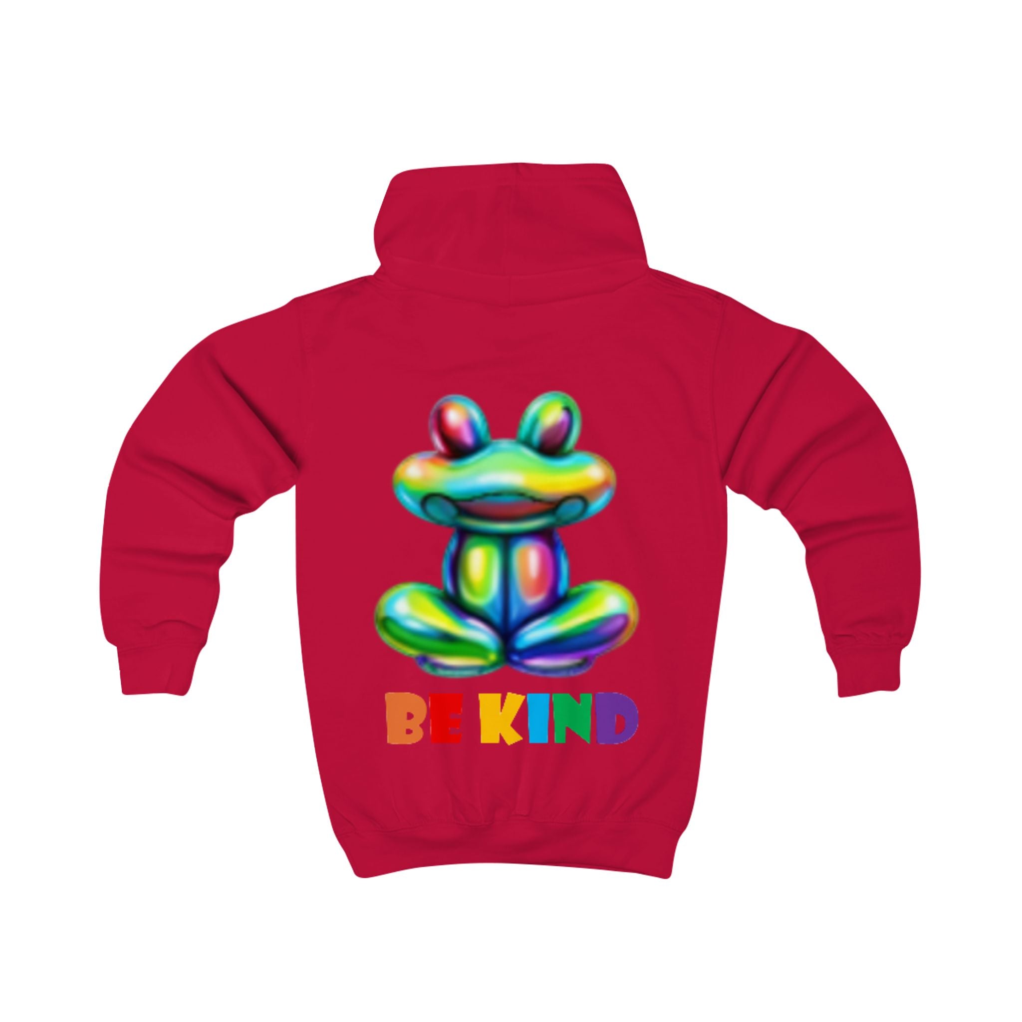 Colorful Balloon Frog BE KIND kids hoodie | Children's Hooded Sweatshirt