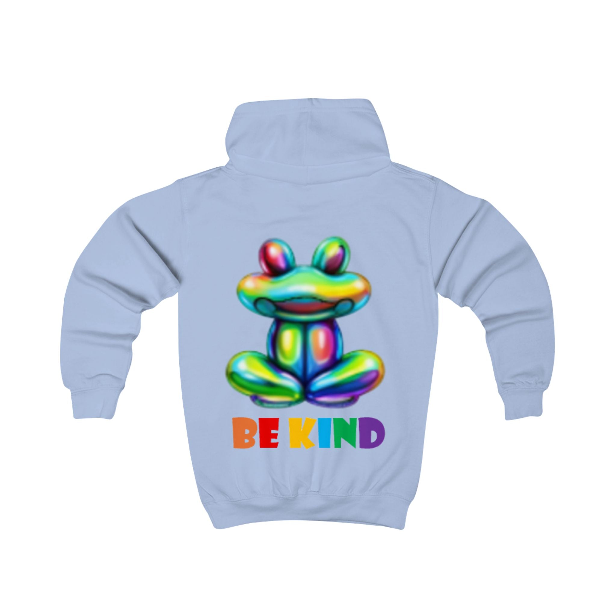 Colorful Balloon Frog BE KIND kids hoodie | Children's Hooded Sweatshirt