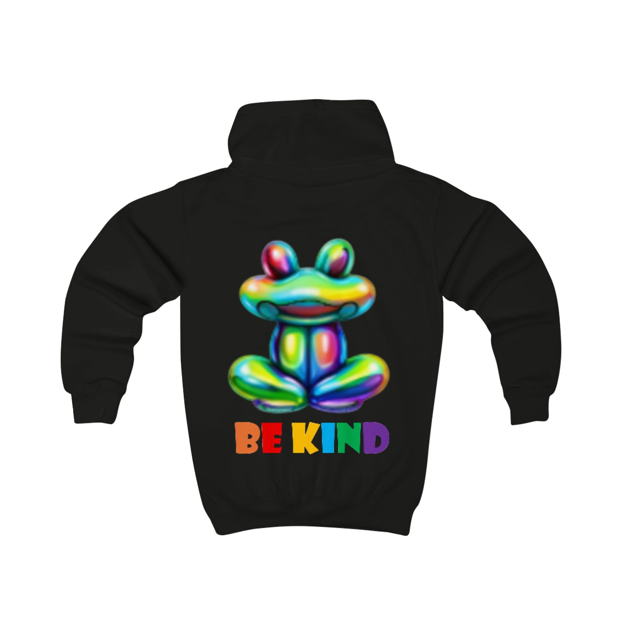 Colorful Balloon Frog BE KIND kids hoodie | Children's Hooded Sweatshirt