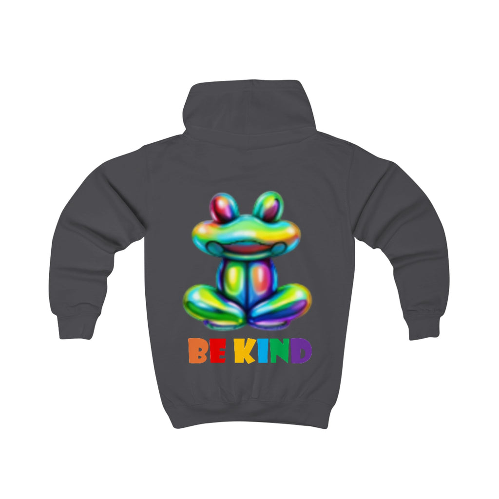 Colorful Balloon Frog BE KIND kids hoodie | Children's Hooded Sweatshirt
