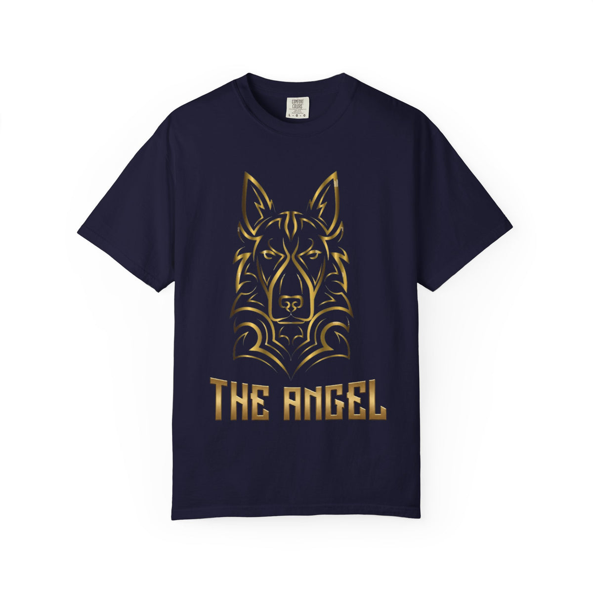 The Angel Wolf Adult T-Shirt — Gold Line Art Graphic Tee