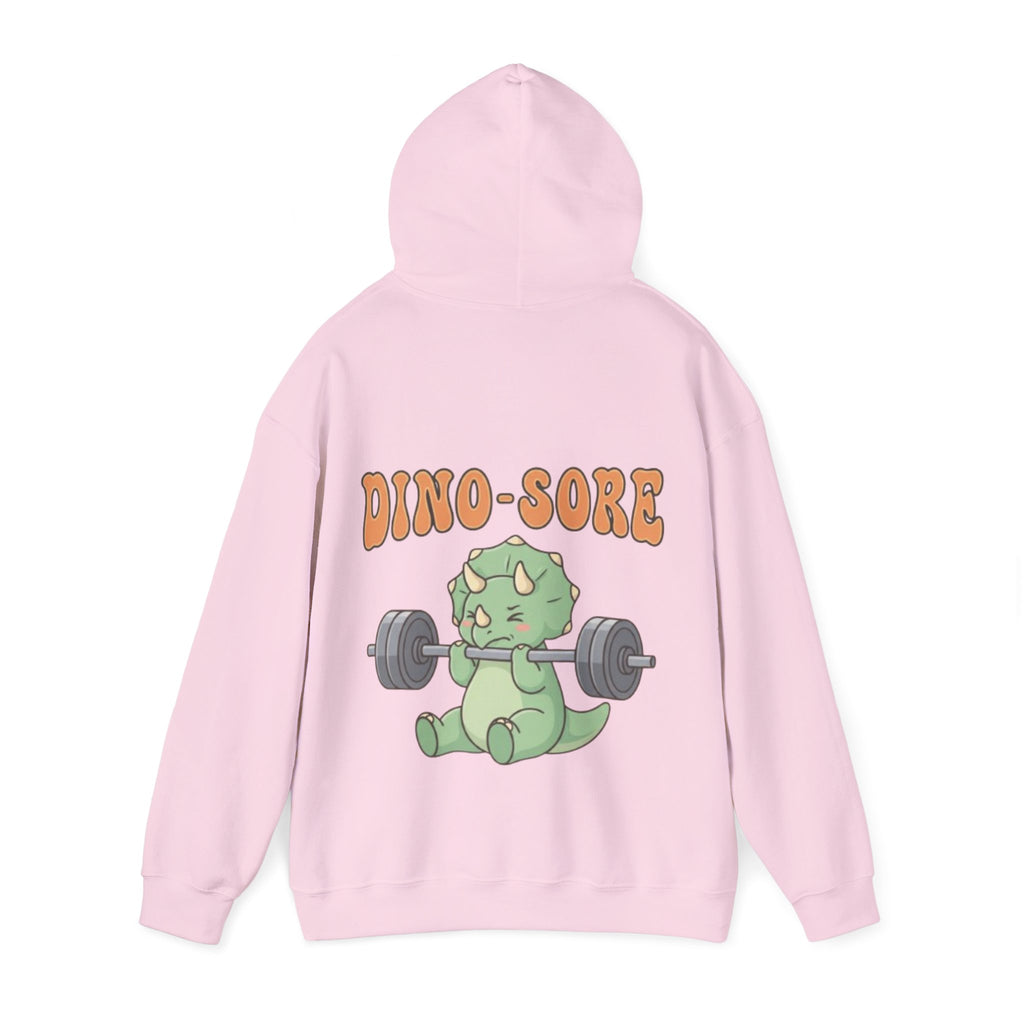 Dino-Sore Adult Hoodie — Cute Triceratops Weightlifting Sweatshirt