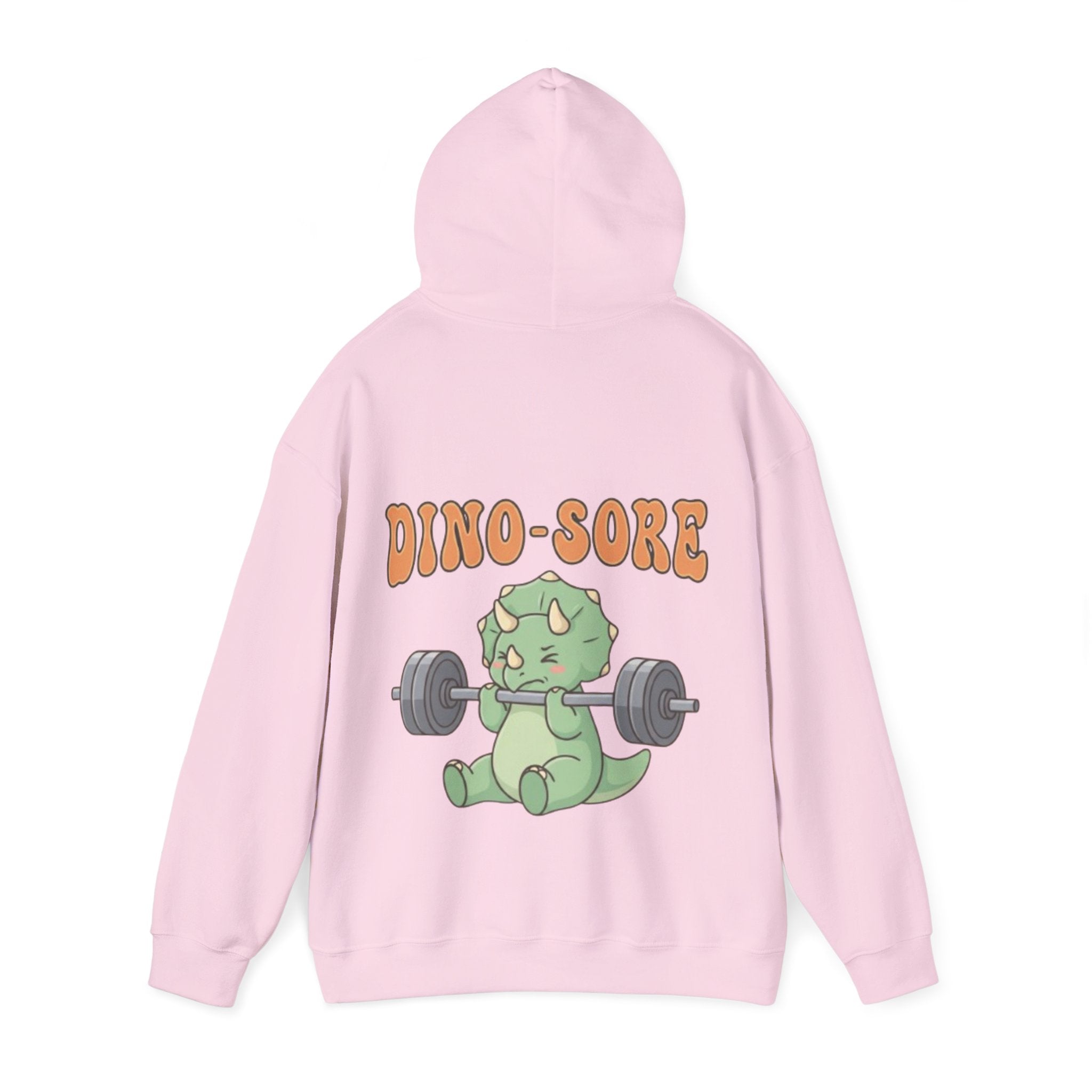 Dino-Sore Adult Hoodie — Cute Triceratops Weightlifting Sweatshirt