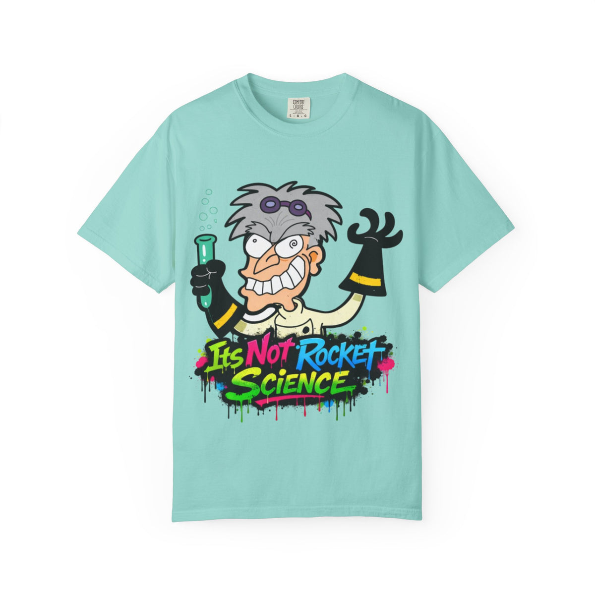 Science Cartoon  Adult T-Shirt — "It's Not Rocket Science" Lab Mad Scientist Tee