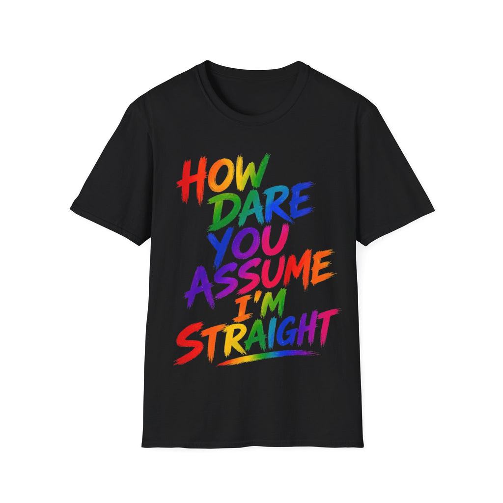 How Dare You Assume I’m Straight Adult T-Shirt — Rainbow Pride Graphic Tee
