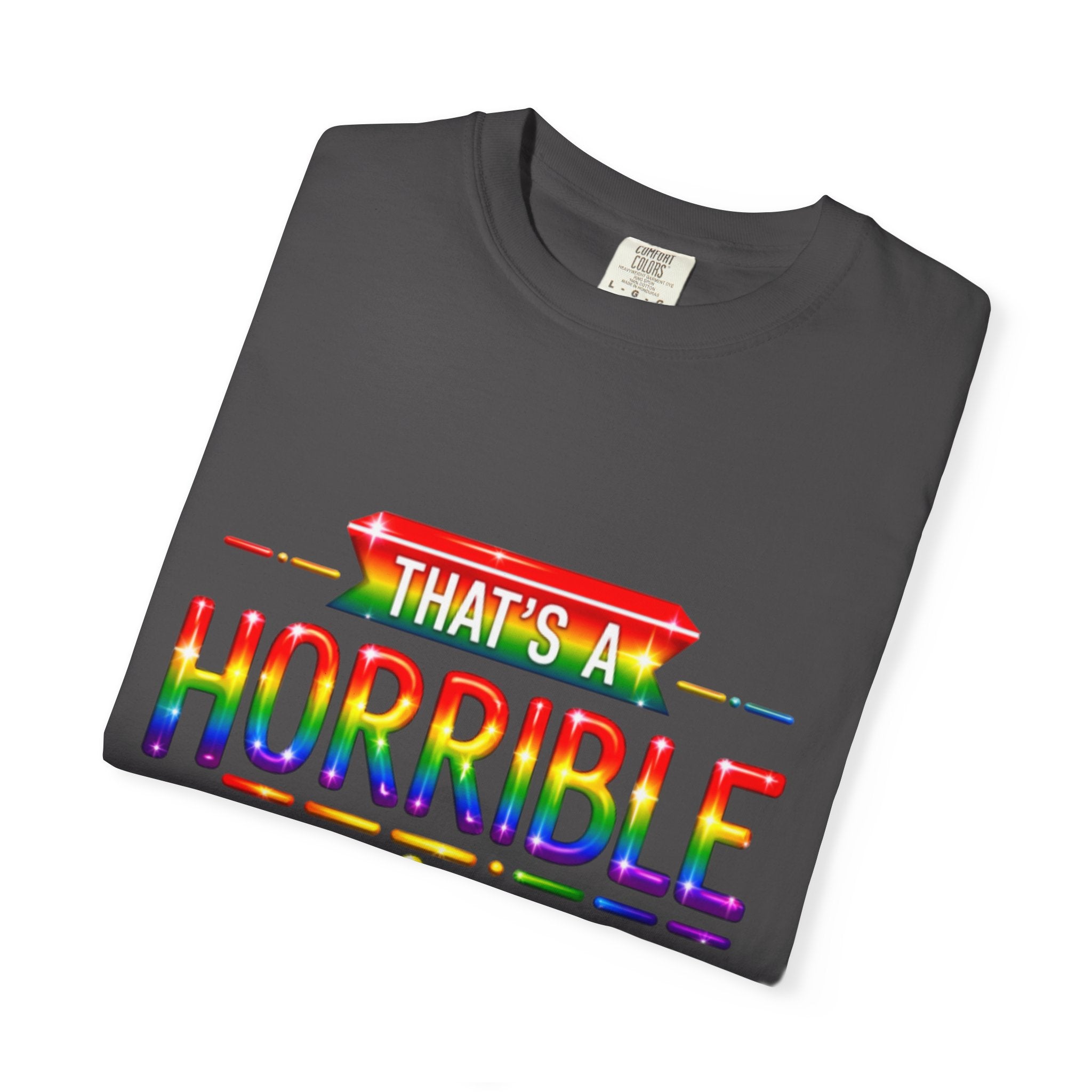 Funny Rainbow “That’s a Horrible Idea — What Time?” Adult T-Shirt