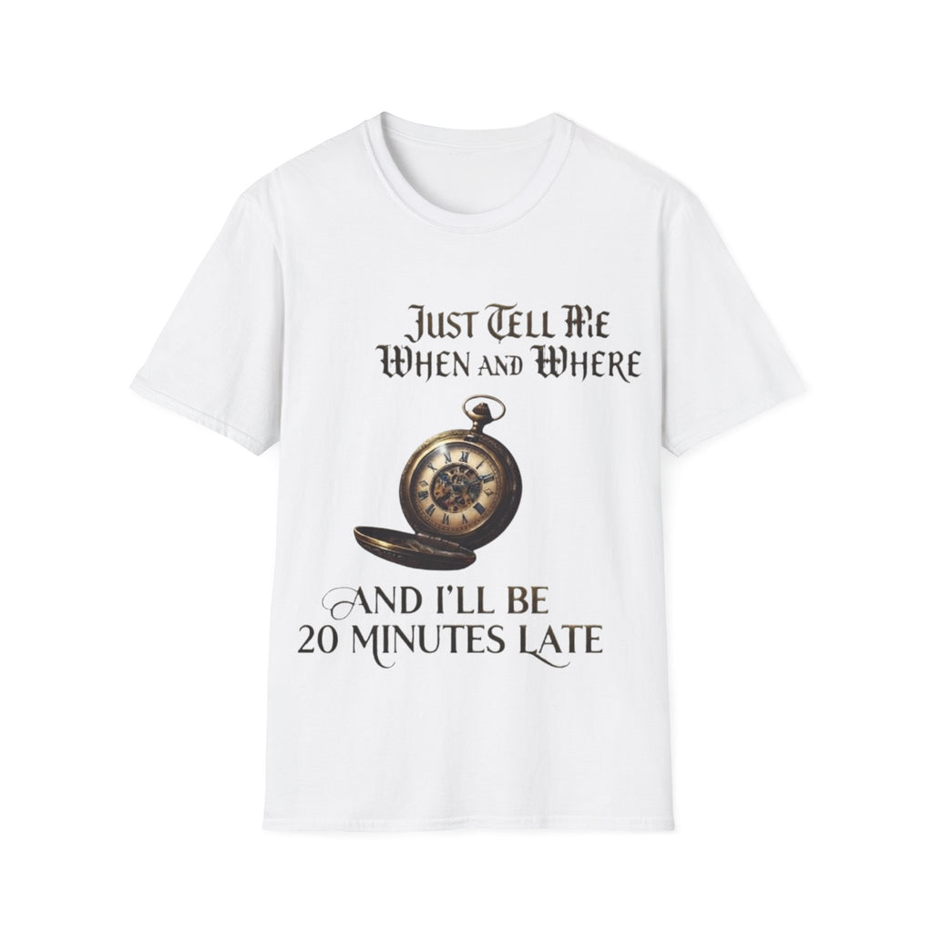 Pocket Watch Adult T-Shirt — "Just Tell Me When and Where" Vintage Timepiece Tee