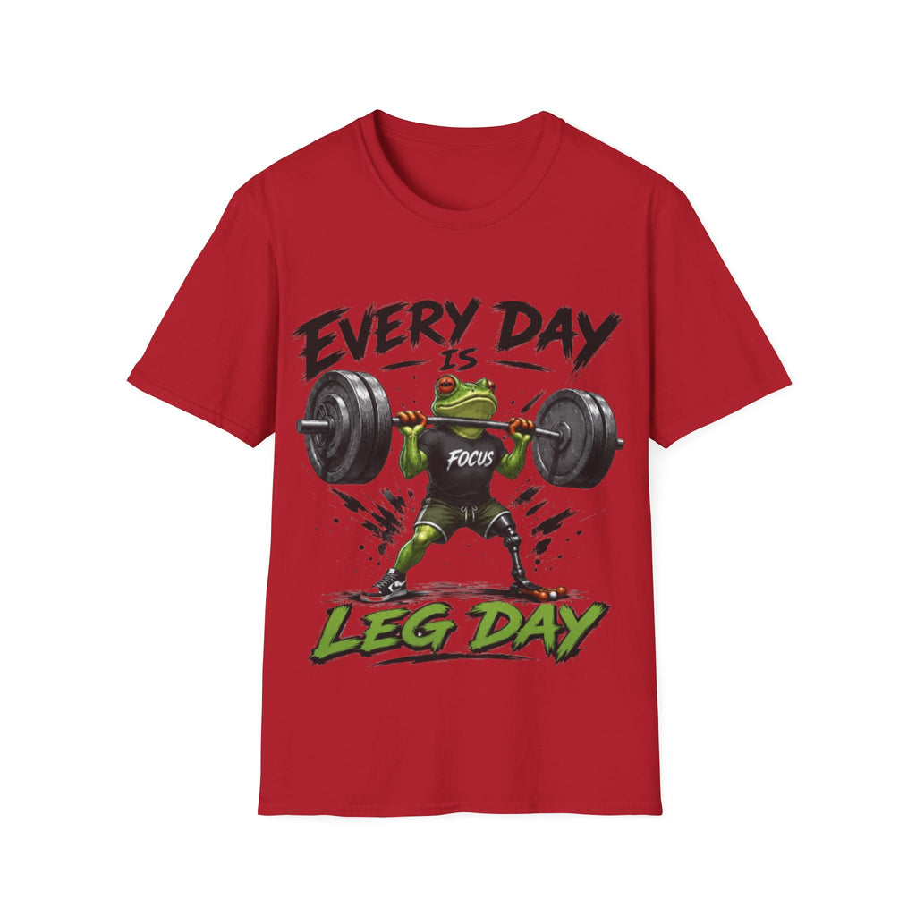 Weightlifting Frog Adult T‑Shirt — "Every Day Is Leg Day" Graphic Tee