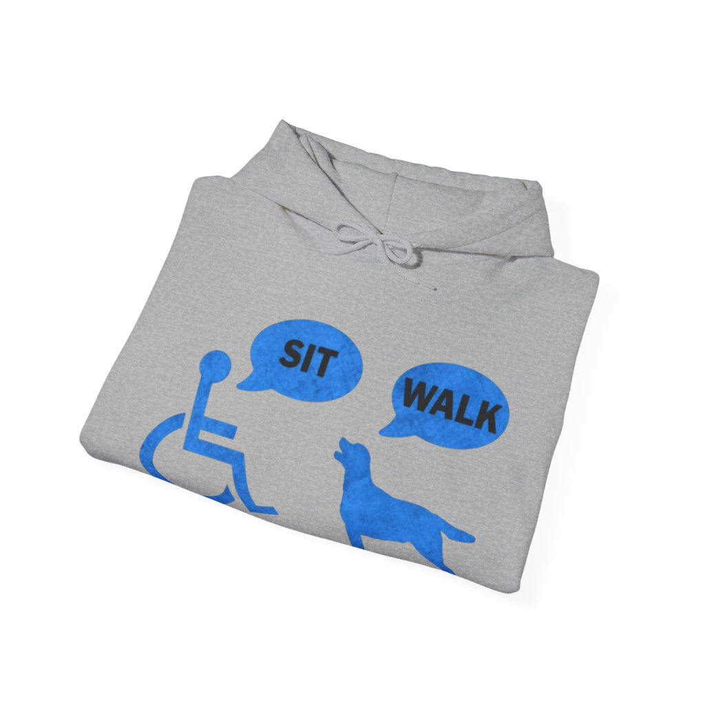 Hoodie - Wheelchair & Dog Speech Bubbles “SIT / WALK” Rescue Pet Support Sweatshirt