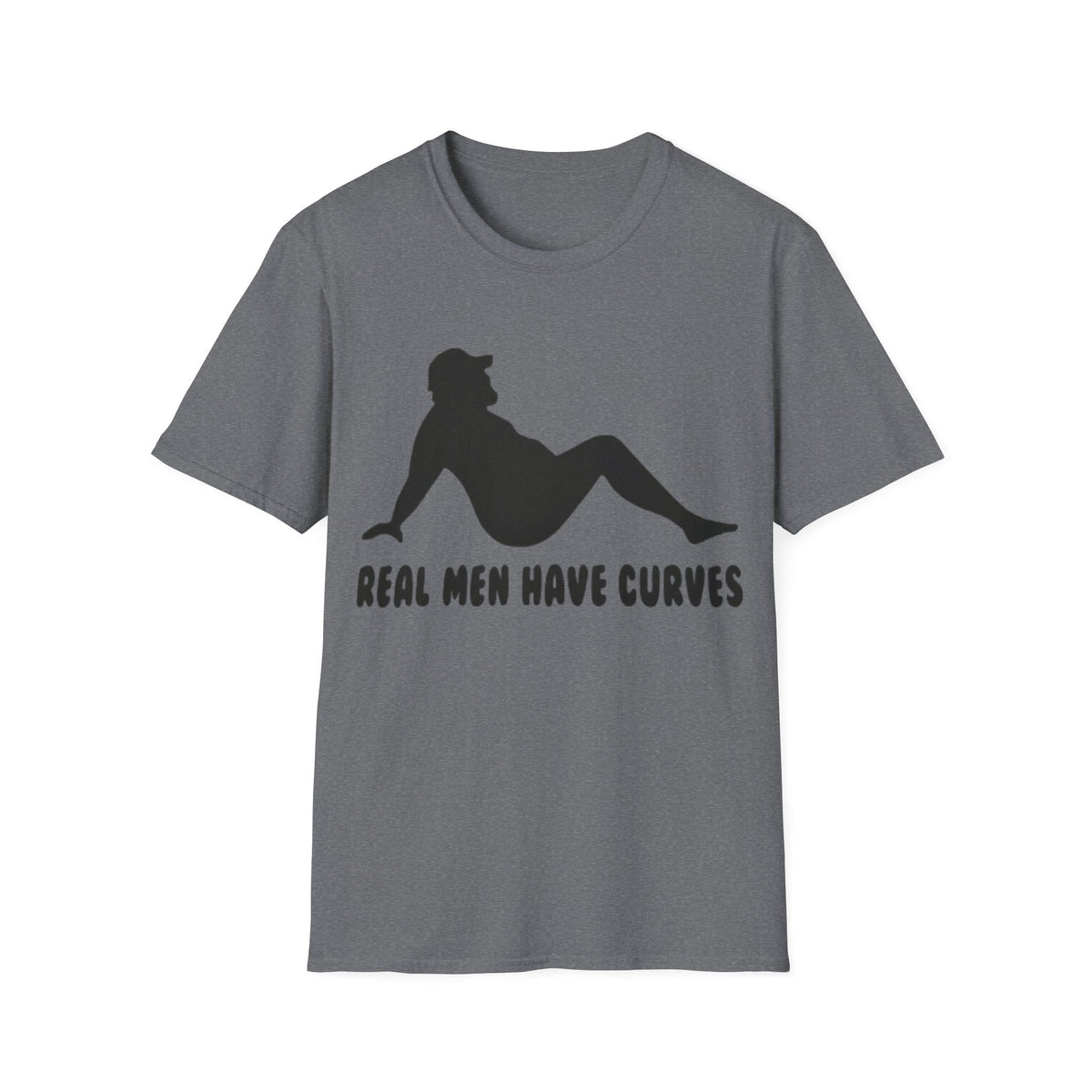 Curvy Silhouette Adult T-Shirt — "Real Men Have Curves" Graphic Tee