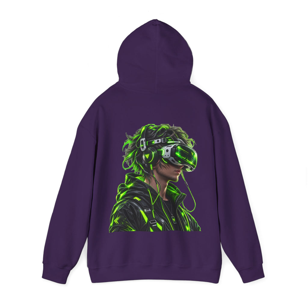 VR Gamer  Adult Hoodie — Neon Cyberpunk Virtual Reality Gamer Graphic Sweatshirt