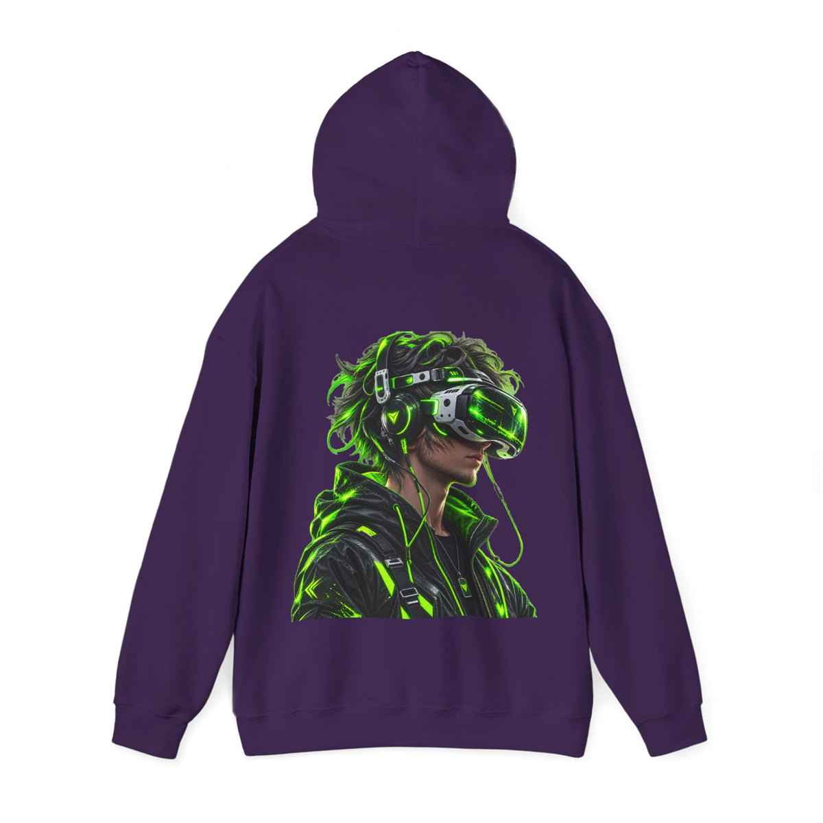VR Gamer  Adult Hoodie — Neon Cyberpunk Virtual Reality Gamer Graphic Sweatshirt