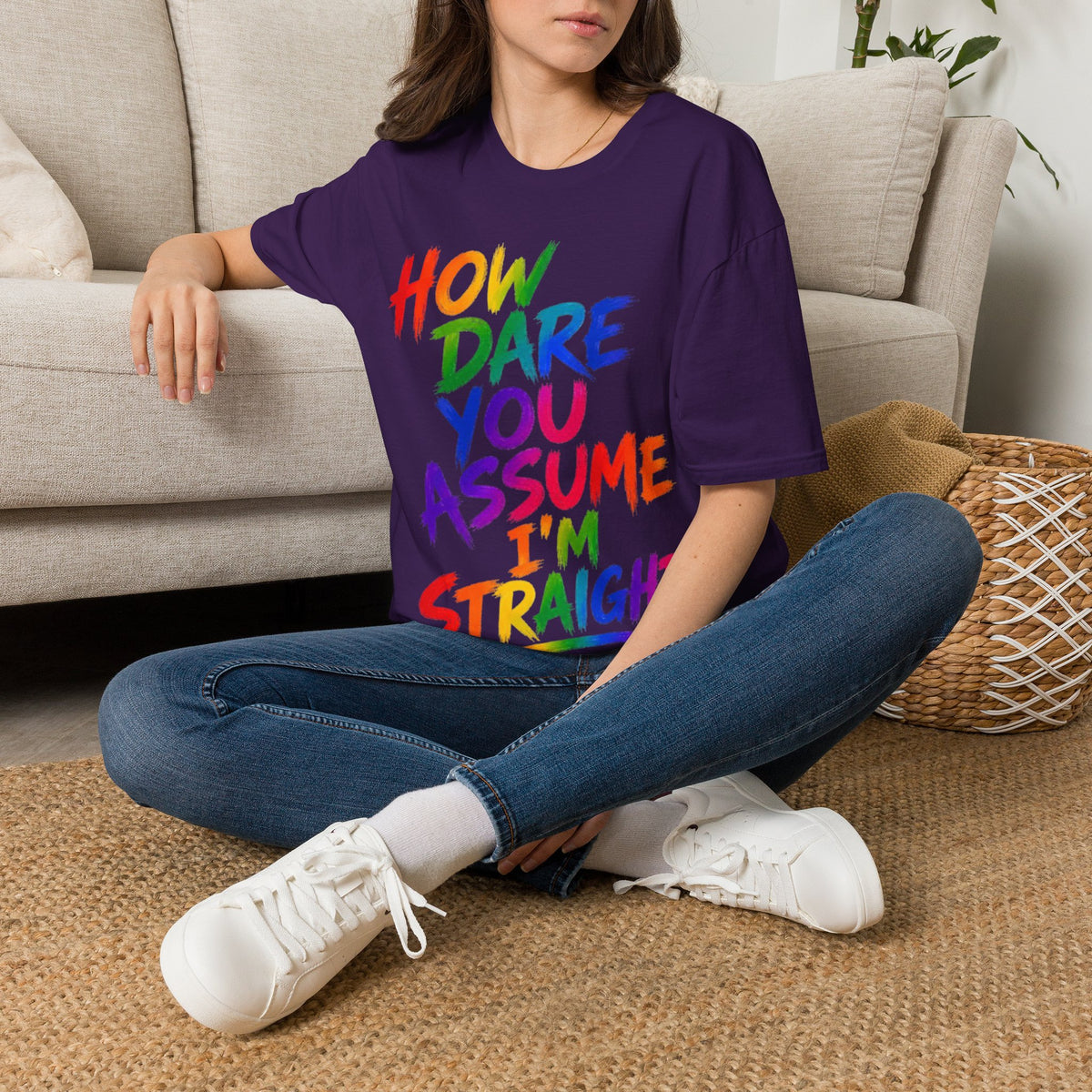 How Dare You Assume I’m Straight Adult T-Shirt — Rainbow Pride Graphic Tee