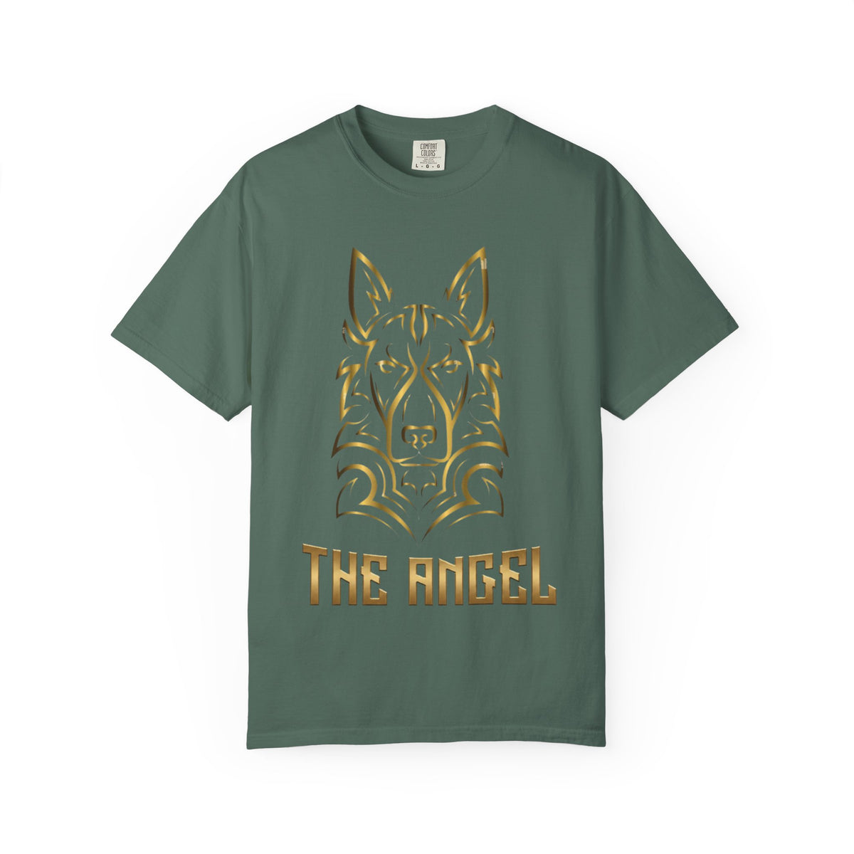 The Angel Wolf Adult T-Shirt — Gold Line Art Graphic Tee
