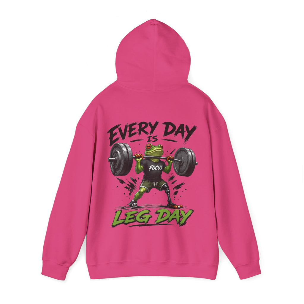 Adult Hoodie - "Every Day Is Leg Day" Frog Weightlifting Gym Hoodie