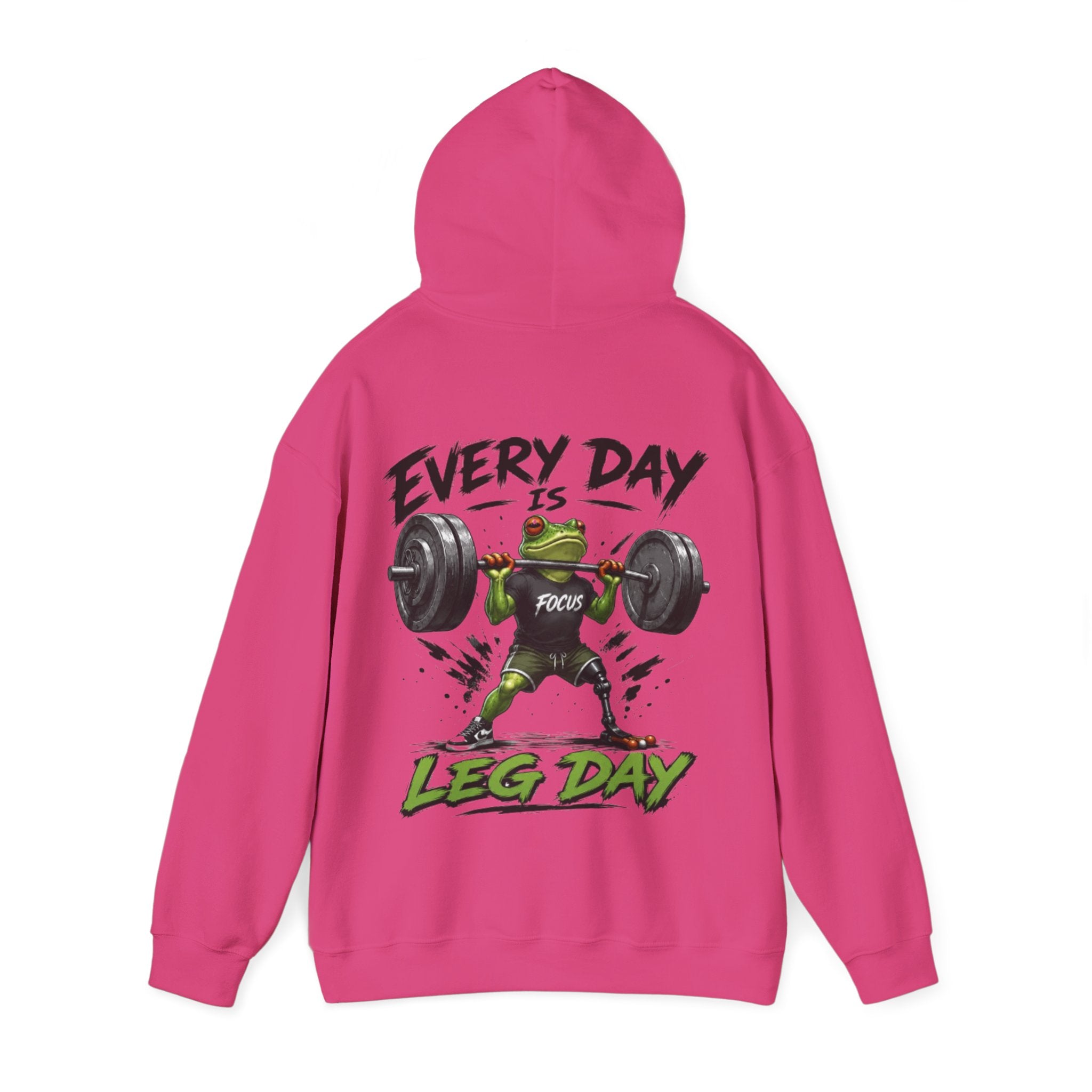 Adult Hoodie - "Every Day Is Leg Day" Frog Weightlifting Gym Hoodie