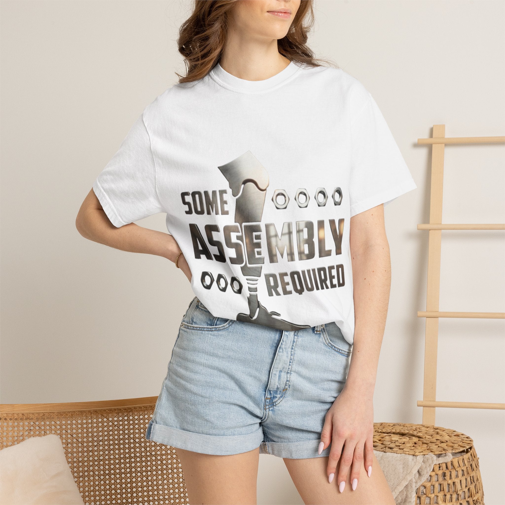 Some Assembly Required Adult T-Shirt — Funny DIY Carpenter Tee